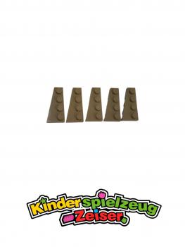 Preview: LEGO 5 x FlÃ¼gelplatte links dunkelbeige Dark Tan Wedge Plate 4x2 Left 41770