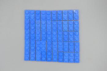 Preview: LEGO 50 x Basisplatte 1x2 blau blue basic plate 3023 302323