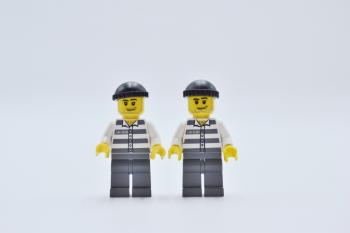 Preview: LEGO 2 x Figur Minifigur Polizei Police Jail Prisoner 50380 cty0200 aus Set 7288