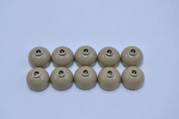 Preview: LEGO 10 x Kuppel dunkelbeige Dark Tan Brick Round 2x2 Blocked Open 553b