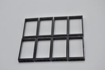 Preview: LEGO 8 x Fensterrahmen schwarz Black Door Frame 1x4x6 Two Holes Top Bottom 60596