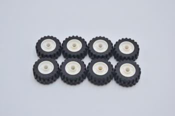 Preview: LEGO 8 x Reifen Felge weiÃŸ White Wheel 18mm D. x14mm with Pin Hole 55981c02