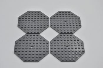 Preview: LEGO 4 x Oktogonalplatte neues dunkelgrau Dark Bluish Gray Plate 10x10 89523