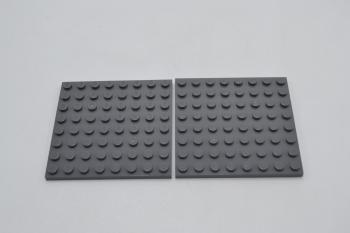 Preview: LEGO 2 x Basisplatte Bauplatte neues dunkelgrau Dark Bluish Gray Plate 8x8 41539