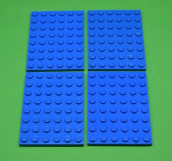 Mobile Preview: LEGO 4 x Basisplatte Bauplatte Grundplatte blau Blue Plate 6x8 3036 303623