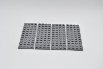 Preview: LEGO 4 x Basisplatte neues dunkelgrau Dark Bluish Gray Plate 4x12 3029