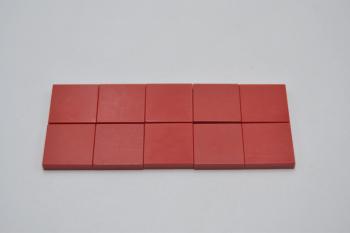 Preview: LEGO 10 x Fliese Kachel Platte glatt rot Red Tile 2x2 without Groove 3068a