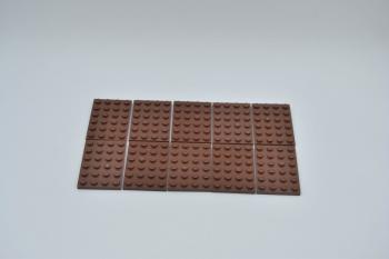 Mobile Preview: LEGO 10 x Basisplatte Grundplatte rotbraun Reddish Brown Basic Plate 4x6 3032