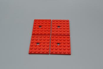 Preview: LEGO 4 x Platte mit Loch rot Red Plate Modified 5x6 with Hole 711