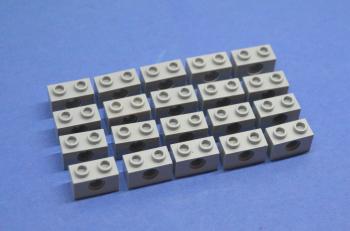 Preview: LEGO 20 x Technik Technic Lochstein 1x2 1 Loch neuhell grau hole brick 3700
