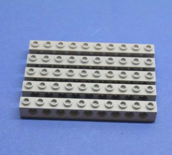 Mobile Preview: LEGO 5 x Lochstein neuhell grau Light Bluish Gray Technic Brick 1x10 Holes 2730
