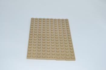 Preview: LEGO 10 x Basisplatte Bauplatte dunkelbeige Dark Tan Basic Plate 2x8 3034