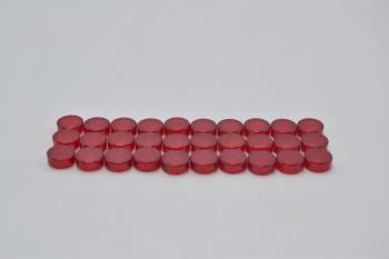 Preview: LEGO 30 x Fliese rund transparent rot Trans-Red Tile Round 1x1 98138
