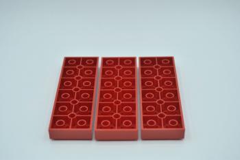 Preview: LEGO 3 x Bauplatte Grundplatte dick 12x4 Noppen rot Red Brick 4x12 4202