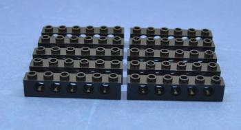 Preview: LEGO 10 x Lochstein Lochbalken schwarz Black Technic Brick 1x6 with Holes 3894