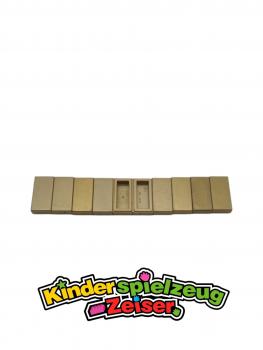 Preview: LEGO 10 x Fliese Kachel Platte glatt Metallic Gold Tile 1x2 with Groove 3069b