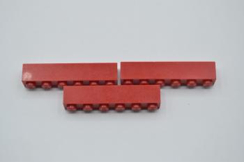 Preview: LEGO 3 x Stein 1x6 rot mit Nummer 3 red brick with number 3 3009pb016