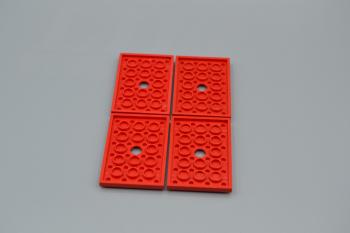 Preview: LEGO 4 x Bauplatte mit Loch rot Red Plate Modified 4x6 with Hole 709