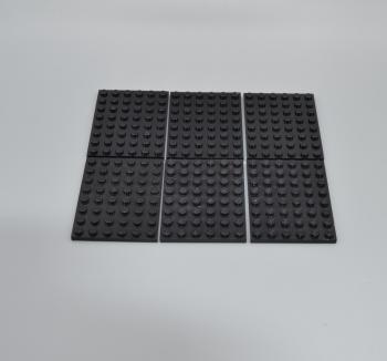 Mobile Preview: LEGO 6 x Basisplatte Bauplatte Grundplatte schwarz Black Basic Plate 3036