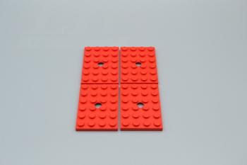 Preview: LEGO 4 x Bauplatte mit Loch rot Red Plate Modified 4x6 with Hole 709