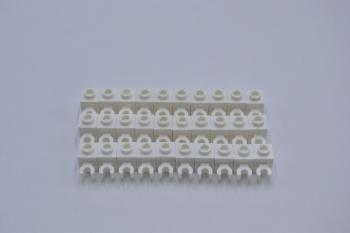 Preview: LEGO 30 x Stein O Clip weiÃŸ White Brick 1x1 with Open O Clip Hollow Stud 60475b