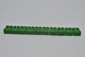 Preview: LEGO 20 x Stein geriffelt grÃ¼n Green Brick Modified 1x2 with Grille Fluted 2877