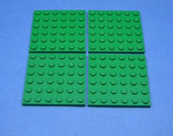 Preview: LEGO 4 x Basisplatte Bauplatte grÃ¼n Green Plate 6x6 3958 4226356 4626001 6097194