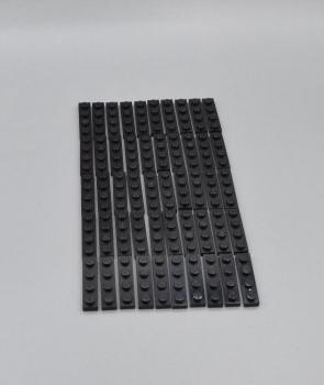 Preview: LEGO 50 x Basisplatte Bauplatte Grundplatte schwarz Black Plate 1x4 3710