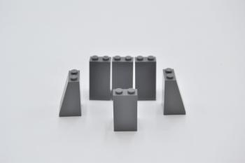 Preview: LEGO 6 x SchrÃ¤gstein neues dunkelgrau Dark Bluish Gray Slope 75 2x2x3 3684c