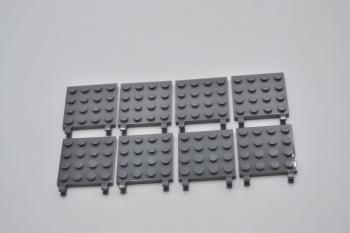 Preview: LEGO 8 x Platte Clip neues dunkelgrau Dark Bluish Gray Plate Modified 4x4 11399