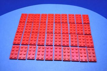 Mobile Preview: LEGO 40 x Basisplatte 2x4 rot red basic plate 3020 302021