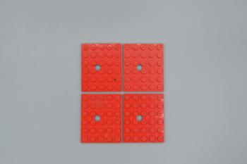 Preview: LEGO 4 x Platte mit Loch rot Red Plate Modified 5x6 with Hole 711