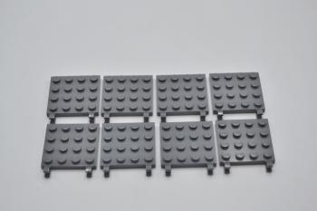 Preview: LEGO 8 x Platte Clip neues dunkelgrau Dark Bluish Gray Plate Modified 4x4 11399