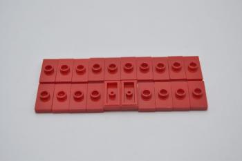 Preview: LEGO 20 x Fliese mit Noppe rot Red Plate Modified 1x2 with 1 Stud Groove 3794b