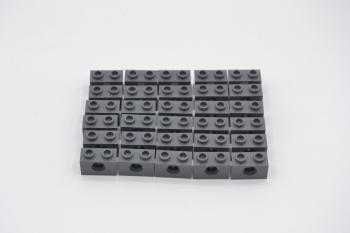 Preview: LEGO 30 x Technic Stein 1 Loch neues dunkelgrau Dark Bluish Gray Brick 1x2 3700