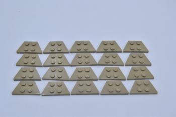 Preview: LEGO 20 x FlÃ¼gelplatte schrÃ¤g Trapez dunkelbeige Dark Tan Wedge Plate 2x4 51739