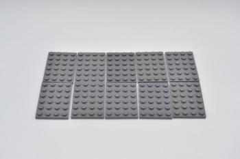 Preview: LEGO 10 x Basisplatte neues dunkelgrau Dark Bluish Gray Plate 4x6 3032 