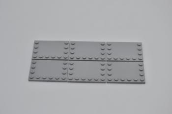 Preview: LEGO 6 x Fliese Randnoppe neuhell grau Light Bluish Gray Tile 4x6 6180