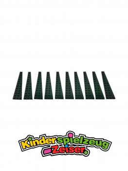 Preview: LEGO 10 x FlÃ¼gelplatte rechts dunkelgrÃ¼n Dark Green Wedge Plate 12x3 Right 47398