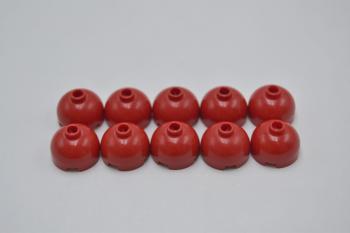 Preview: LEGO 10 x Rundstein Kuppel rot Red Brick Round 2x2 Dome Top Open Axle 553