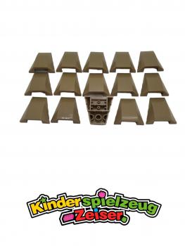 Preview: LEGO 15 x Haube dunkelbeige Dark Tan Wedge Triple Curved 4x4 No Studs 47753