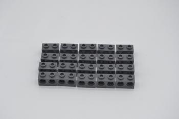 Preview: LEGO 20 x Technic Lochstein neues dunkelgrau Dark Bluish Gray Brick 1x2 32000