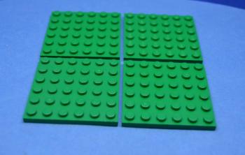 Preview: LEGO 4 x Basisplatte Bauplatte grÃ¼n Green Plate 6x6 3958 4226356 4626001 6097194