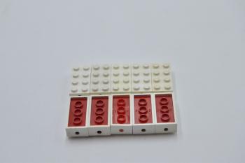 Preview: LEGO 10 x Achsstein weiÃŸ White Brick Modified 2x4 with Wheels Holder 7049a 