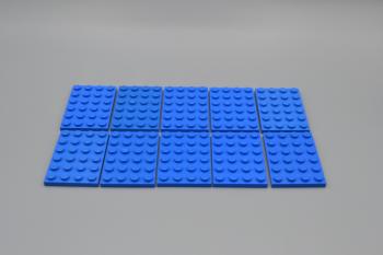 Preview: LEGO 10 x Basisplatte Grundplatte Bauplatte blau Blue Basic Plate 4x6 3032