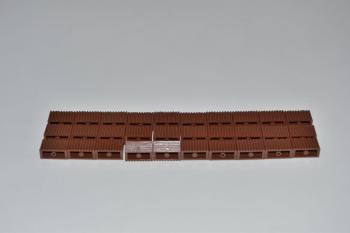 Preview: LEGO 30 x Stein geriffelt rotbraun Reddish Brown Brick Mod. 1x2 with Grille 2877