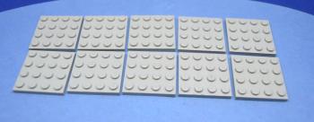 Preview: LEGO 10 x Basisplatte Grundplatte althell grau Light Gray Basic Plate 4x4 3031