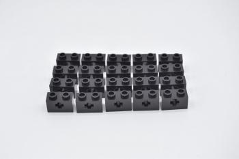 Preview: LEGO 20 x Technik Technic Lochstein 1x2 Kreuz schwarz black hole brick 32064