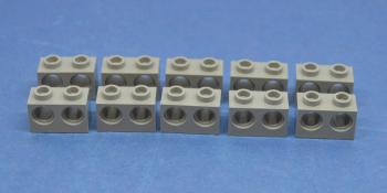 Preview: LEGO 10 x Technik Technic Lochstein 1x2 althell grau 2 LÃ¶cher hole brick 32000