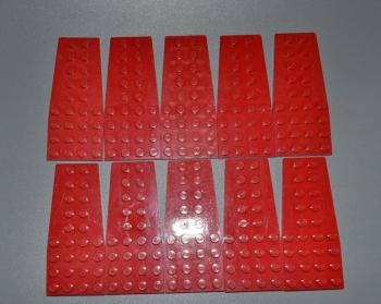 Preview: LEGO 10 x Keilplatte FlÃ¼gel rot Red Wedge Plate 4x9 without Stud Notches 2413